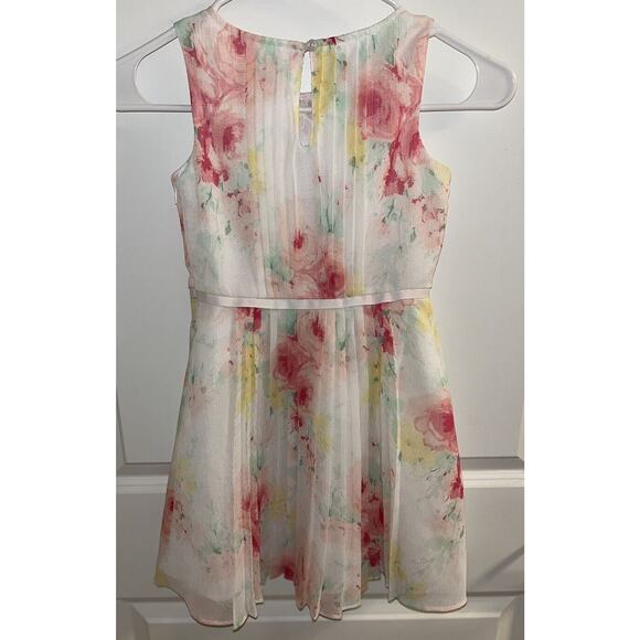 Janie And Jack Girls Pink And White Floral Sleeveless Sunday Dress Size 6 - Picture 5 of 14